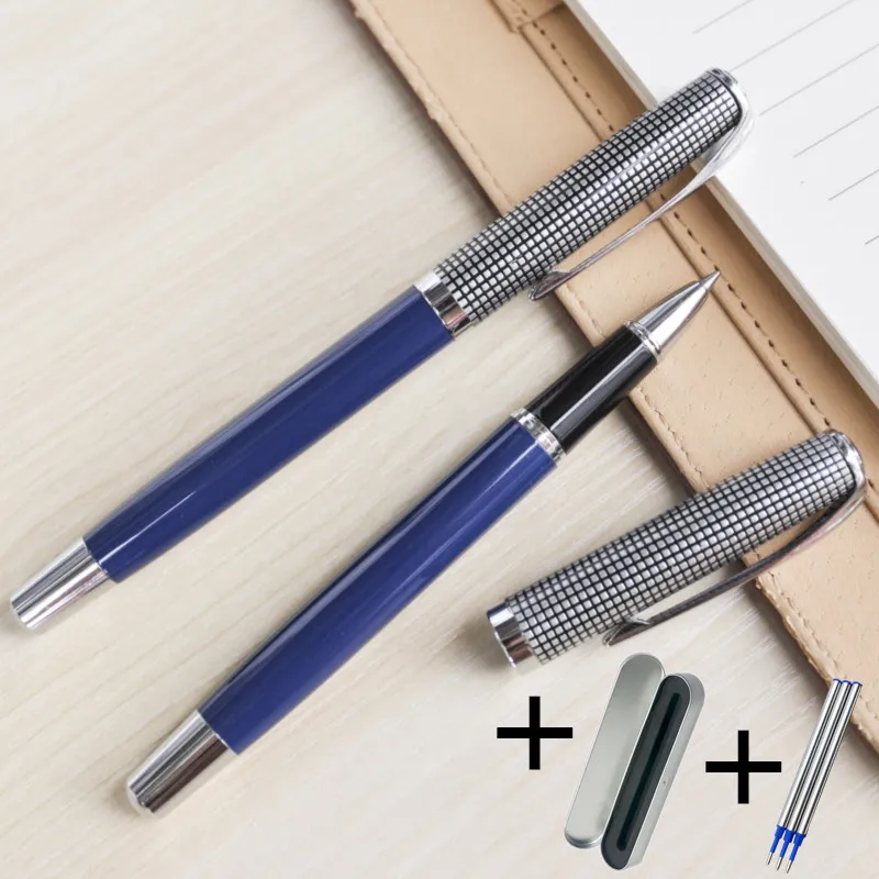 

1 Metallic Gel Pen + 3 Refills Gift Box Blue Elegant Gentlemen Signature Ballpoint Pen Office Stationery Business Rollarlball