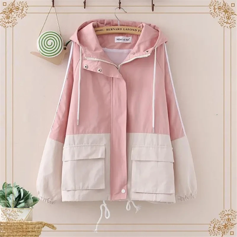 Womens Casual Hooded Jackets Spring Autumn Fashion Splice Coats Student Casual Loose Frock Wild Windbreakers Tops Hooded Jackets
Womens Casual Hooded Jackets Spring Autumn Fashion Splice Coats Student Casual Loose Frock Wild Windbreakers Tops Hooded Jackets