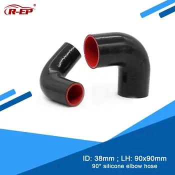 R-EP 90 degrees Silicone Elbow Hose 38MM Rubber Joiner Bend Tube for Intercooler Cold Air Intake tube turbine inlet fastener