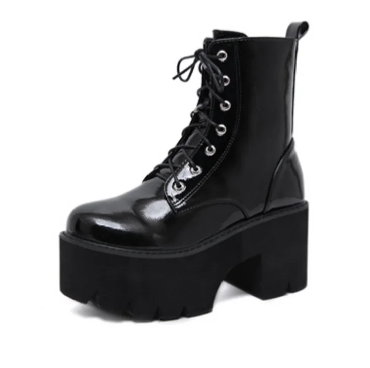Gdgydh Woman Lace Autumn Boots Womens Ladies Chunky Wedge Platform Black Patent Leather Ankle Boots Punk Goth New Arrival 2020
Gdgydh Woman Lace Autumn Boots Womens Ladies Chunky Wedge Platform Black Patent Leather Ankle Boots Punk Goth New Arrival 2020