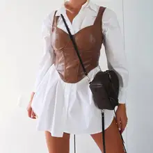 Bustiers Corsets Backless Off Shoulder Faux Leather Spaghetti Strap Tankes Top for Party
Bustiers Corsets Backless Off Shoulder Faux Leather Spaghetti Strap Tankes Top for Party