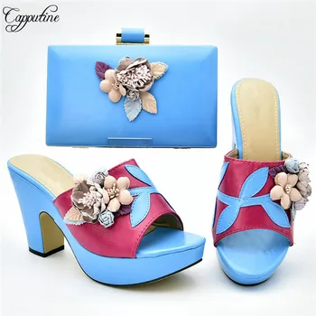 New arrival sky blue African lady sandal shoes matching with evening handbag set with appliques 333-1 heel height 10.5cm
New arrival sky blue African lady sandal shoes matching with evening handbag set with appliques 333-1 heel height 10.5cm