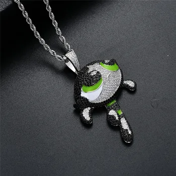 Bling Iced Out Cartoon The Powerpuff Girls Pendants Micro Paved Zircon Necklace For Men Women Hip Hop Jewelry Gifts 
Bling Iced Out Cartoon The Powerpuff Girls Pendants Micro Paved Zircon Necklace For Men Women Hip Hop Jewelry Gifts