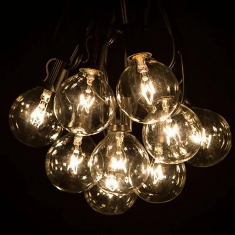 25Ft G40 Clear Bulbs and Black wire Hanging String Lights Indoor Outdoor Bistro Tents Market Cafe Porch Letters Party Decor
25Ft G40 Clear Bulbs and Black wire Hanging String Lights Indoor Outdoor Bistro Tents Market Cafe Porch Letters Party Decor