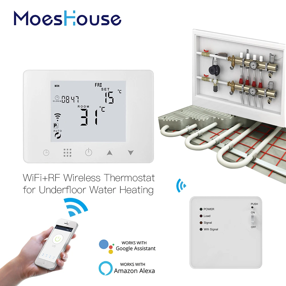 WiFi Smart Thermostat Wall-Hung Water Underfloor Heating Temperature Controller Work with Alexa Google Home
WiFi Smart Thermostat Wall-Hung Water Underfloor Heating Temperature Controller Work with Alexa Google Home