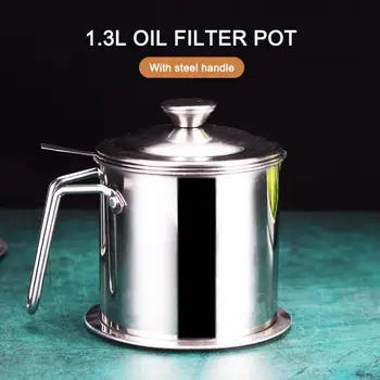 Stainless Steel 1.3L Kitchen Cooking Tool Oil Filter Storage Can Grease Strainer Pot Container Practical Safe Kitchen Supplies
Stainless Steel 1.3L Kitchen Cooking Tool Oil Filter Storage Can Grease Strainer Pot Container Practical Safe Kitchen Supplies
