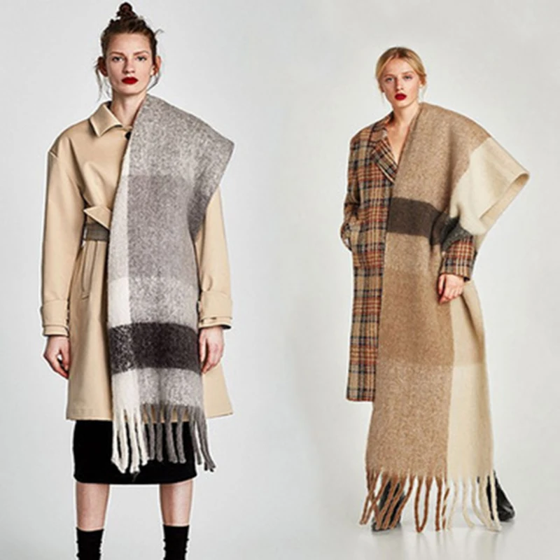 Thick Plaid Long Fringed Cashmere Scarf Color Matching Shawl Winter Scarves Womens Sweaters Bufandas Invierno Mujer Acrylic 2020 
Thick Plaid Long Fringed Cashmere Scarf Color Matching Shawl Winter Scarves Womens Sweaters Bufandas Invierno Mujer Acrylic 2020
