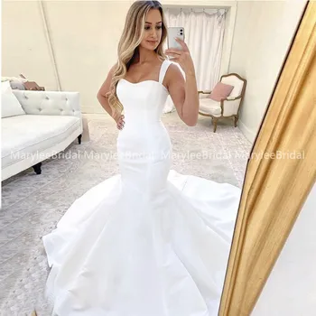 Spaghetti Straps White Wedding Dress Mermaid Bridal Gowns Chapel Train vestido de noiva sereia Buttons Back Satin robe de mariee
Spaghetti Straps White Wedding Dress Mermaid Bridal Gowns Chapel Train vestido de noiva sereia Buttons Back Satin robe de mariee