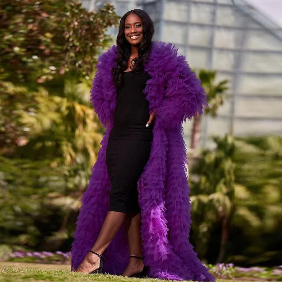 Chic Purple Long Jacket For Women Streetwear Fluffy Tulle Women Blouse Fashion Custom Made Blouse Women Tops Tiered Lush
Chic Purple Long Jacket For Women Streetwear Fluffy Tulle Women Blouse Fashion Custom Made Blouse Women Tops Tiered Lush