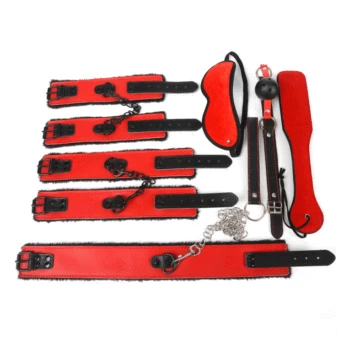 Black Red Plush Genuine Leather 6 Pieces Couples Flirting Supplies Handcuffs Footcuff Eye Patch Ball Gag Tied Bondage Set
Black Red Plush Genuine Leather 6 Pieces Couples Flirting Supplies Handcuffs Footcuff Eye Patch Ball Gag Tied Bondage Set