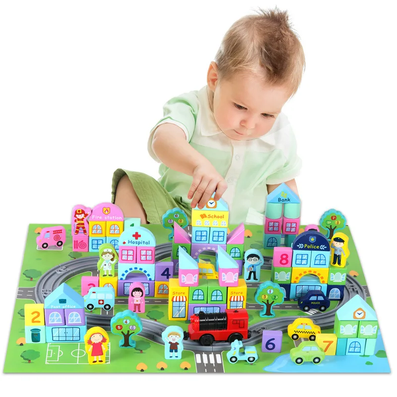 Electric train track wooden building blocks alphanumeric cognitive color boxed early childhood education stacked building blocks
Electric train track wooden building blocks alphanumeric cognitive color boxed early childhood education stacked building blocks