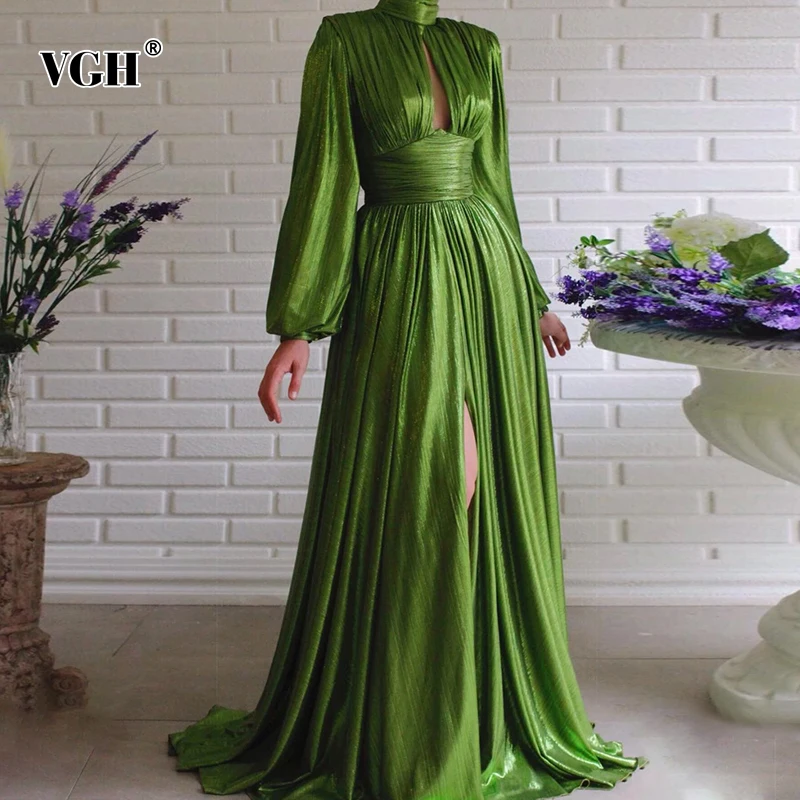 VGH Green Sexy Cut Out Gathered Waist Long Dress Female Stand Collar Lantern Sleeve High-waisted Maxi Dresses For Women 2021 New
VGH Green Sexy Cut Out Gathered Waist Long Dress Female Stand Collar Lantern Sleeve High-waisted Maxi Dresses For Women 2021 New