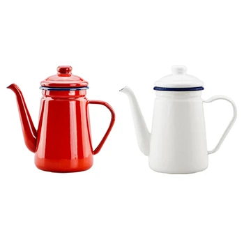 2Pcs 1.1L Enamel Coffee Pot Hand Tea Kettle Induction Cooker Gas Stove Universal White & Red
2Pcs 1.1L Enamel Coffee Pot Hand Tea Kettle Induction Cooker Gas Stove Universal White & Red