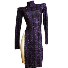 Retro Chinese Style Blue Rhinestone Short Cheongsam Dress One Size Traditional Split Sexy Dress Long Sleeve Qipao Singer Deejay
Retro Chinese Style Blue Rhinestone Short Cheongsam Dress One Size Traditional Split Sexy Dress Long Sleeve Qipao Singer Deejay