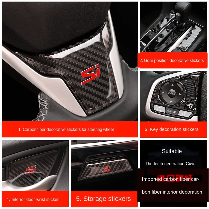 For the Tenth Generation Civic Modified Steering Wheel Labeling Center Console Gear Panel Patch Carbon Fiber Interior Design Dec 
For the Tenth Generation Civic Modified Steering Wheel Labeling Center Console Gear Panel Patch Carbon Fiber Interior Design Dec