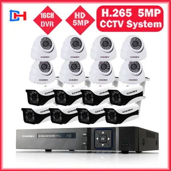 

5MP H.265 16CH HD DVR NVR Kit CCTV DVR 16pcs AHD Camera P2P Video Security Camera Kit Set 4TB HDD surveillance system