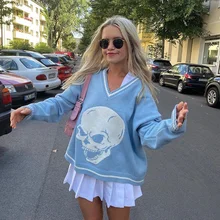 Harajuku Skull Print Loose Autumn Winter Sweater Women Pullovers Casual y2k Knitwear Jumpers 2020 Korean Sweaters New 
Harajuku Skull Print Loose Autumn Winter Sweater Women Pullovers Casual y2k Knitwear Jumpers 2020 Korean Sweaters New