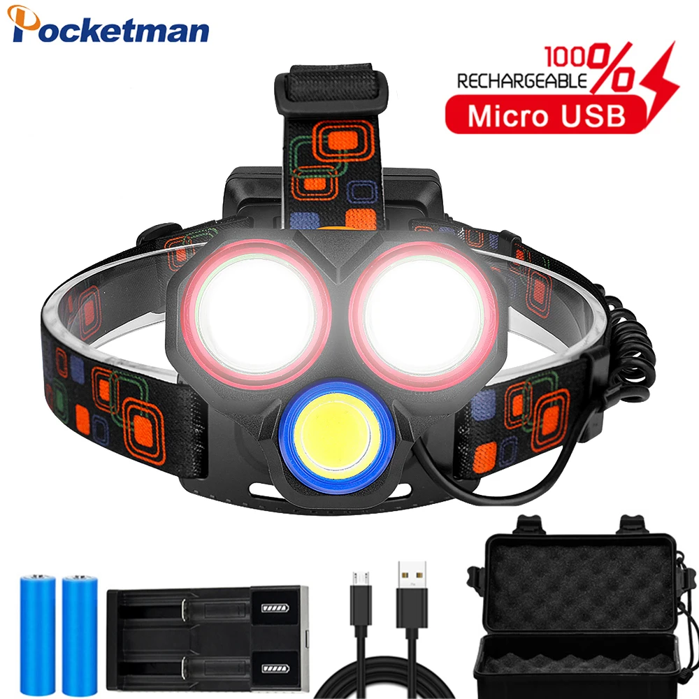 60000LM Headlamp Rechargeable Headlight Powerful 2*T6 LED+1*COB Head Light 4 Modes Waterproof Head Lamp Head Front Light
60000LM Headlamp Rechargeable Headlight Powerful 2*T6 LED+1*COB Head Light 4 Modes Waterproof Head Lamp Head Front Light