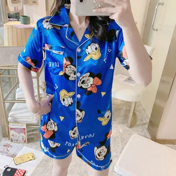 Ladies Summer Pyjama Set Casual Sleepwear Animal Cartoon 2Pcs Short Sleeve Shorts Suit Turn-down Collar Loungewear Pajamas S009
Ladies Summer Pyjama Set Casual Sleepwear Animal Cartoon 2Pcs Short Sleeve Shorts Suit Turn-down Collar Loungewear Pajamas S009