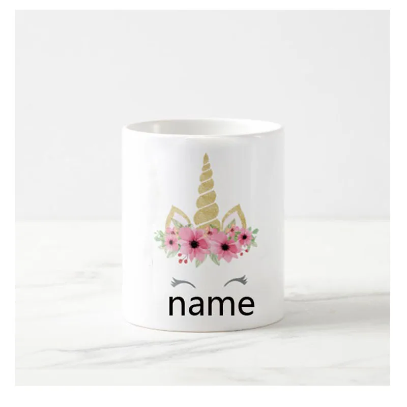 

New Hot Unicorn Coffee Mug Tea Cup Custom Name Unicorn Cups Mugs Novelty Personalised Unicorn Birthday Xmas Gifts for Girl 11oz