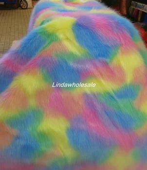 

Rainbow plush Jacquard fabric Multicolor fox fur,felt cloth,faux fur fabric.170cm*90cm(one yard)/pcs