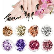 12 colores brillo de papel de aluminio para reflejos de uñas cinta hojas adhesivas DIY decoración láser reflectante adhesivo de manicura para uñas Decoración(China)