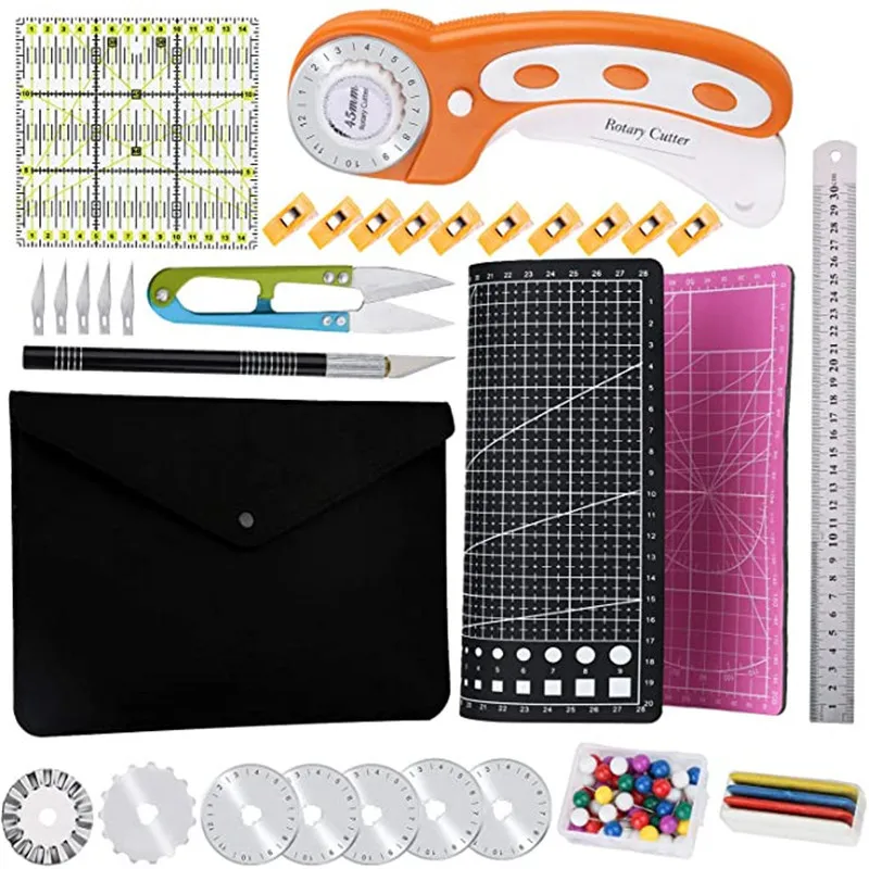LMDZ Rotary Cutter Knife Fabric Kits Cutting Knife Cloth Cutter Quilters DIY Sewing Pins Fabric Paper Tailor Tools With Box
LMDZ Rotary Cutter Knife Fabric Kits Cutting Knife Cloth Cutter Quilters DIY Sewing Pins Fabric Paper Tailor Tools With Box