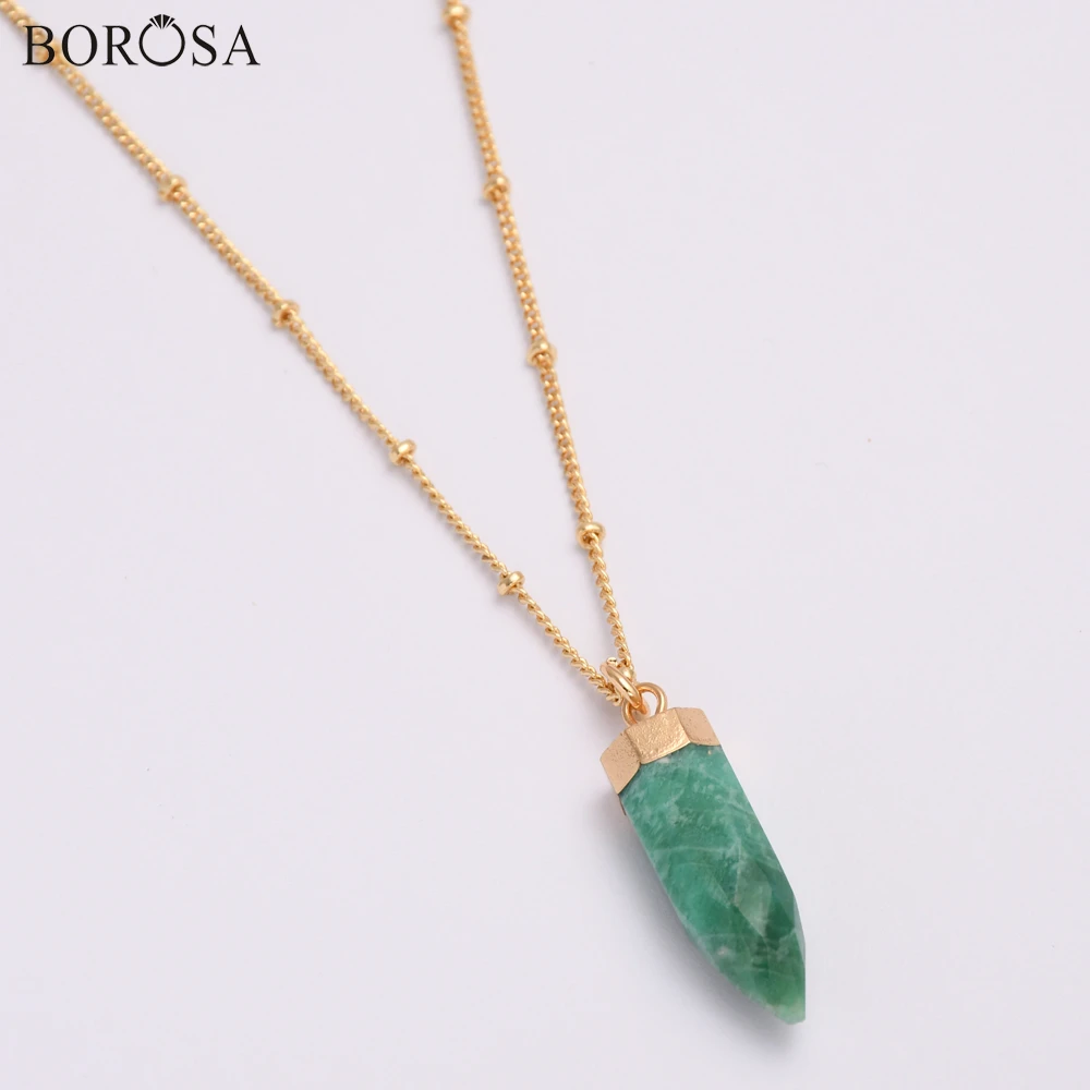 Fashion Faceted Amazonite Necklace Bullet Shape Natural Stone Pendant 19inch Gold Statement Necklace Women Jewelry Gifts HD0346 
Fashion Faceted Amazonite Necklace Bullet Shape Natural Stone Pendant 19inch Gold Statement Necklace Women Jewelry Gifts HD0346