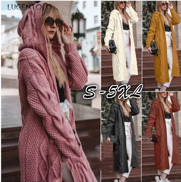 Lugentolo Sweater Knitted Cardigan Women Solid Long-sleeved Hooded Long Paragraph Autumn and Winter New 5 Color Plus Size 5XL
Lugentolo Sweater Knitted Cardigan Women Solid Long-sleeved Hooded Long Paragraph Autumn and Winter New 5 Color Plus Size 5XL