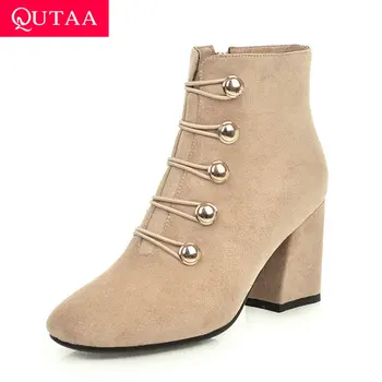 QUTAA 2020 Flock Retro Square Toe Elegant Ankle Boots Metal Decoration Square High Heel Zipper Winter Women Shoes Big Size 34-43 
QUTAA 2020 Flock Retro Square Toe Elegant Ankle Boots Metal Decoration Square High Heel Zipper Winter Women Shoes Big Size 34-43