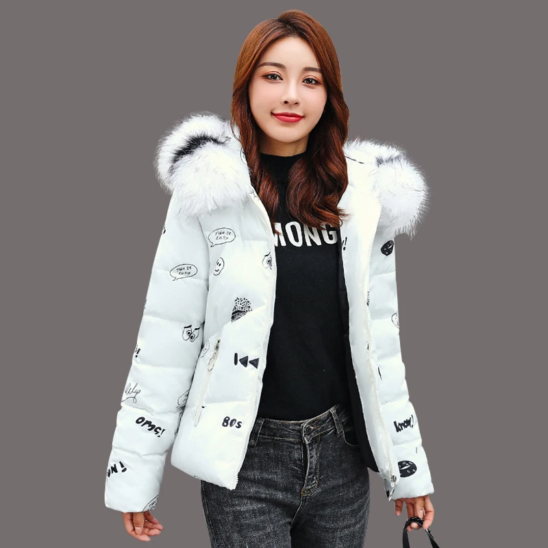 women's Parkas jacket 2019 fashion print hooded fur collar thick short women's jackets Outerwear winter snow cotton Parkas coat 
women's Parkas jacket 2019 fashion print hooded fur collar thick short women's jackets Outerwear winter snow cotton Parkas coat