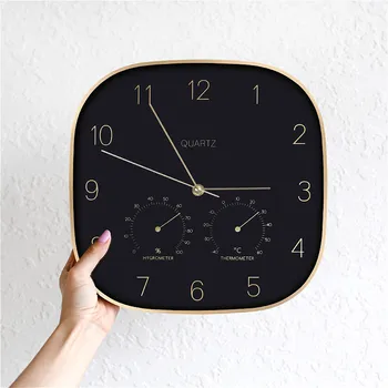 Silent Wall Clock Watch Thermometer Hygrometer Metal Frame Nordic Design No-ticking Pointer Clocks Art Living Room Decor Crafts
Silent Wall Clock Watch Thermometer Hygrometer Metal Frame Nordic Design No-ticking Pointer Clocks Art Living Room Decor Crafts