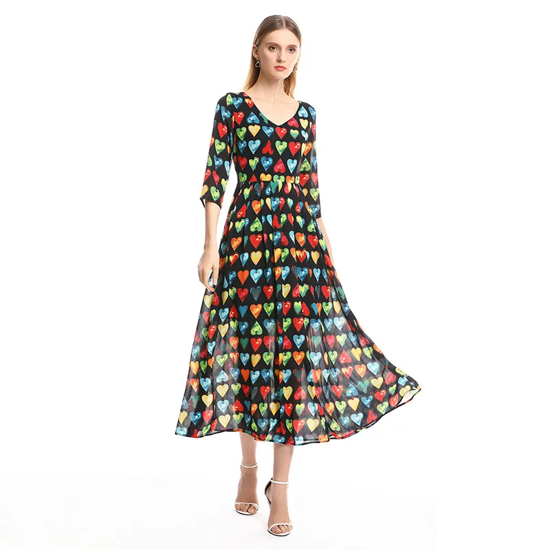 2019 New Arrival Fashion Hot Sale Autumn Women Long Dress V-Neck Full Half Sleeve Heart Print Ankle-Length Dress vestido
2019 New Arrival Fashion Hot Sale Autumn Women Long Dress V-Neck Full Half Sleeve Heart Print Ankle-Length Dress vestido