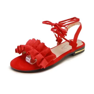 Фото 2020 summer new sandals women tassel flowers open toe cross strap flat Roman shoes foreign trade women's | Обувь