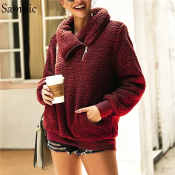 Sampic Long Sleeve Sweatshirt Women Pocket Zipper Top Black Pink Sweatshirt Autumn Winter Womens Sweatshirts Pullover
Sampic Long Sleeve Sweatshirt Women Pocket Zipper Top Black Pink Sweatshirt Autumn Winter Womens Sweatshirts Pullover