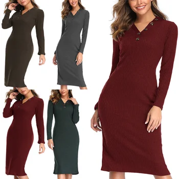 Autumn Winter Women Knitted Dress Sweater Dresses Lady Slim Bodycon Long Sleeve Bottoming Dress Vestidos 
Autumn Winter Women Knitted Dress Sweater Dresses Lady Slim Bodycon Long Sleeve Bottoming Dress Vestidos