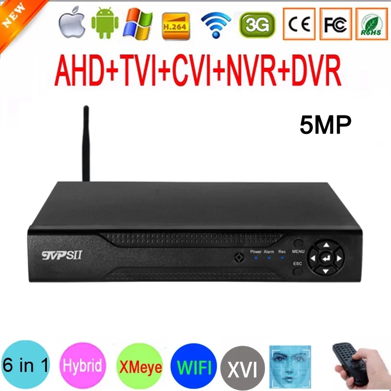 5 МП XMeye распознавание лица Hi3531D аудио H.265 + 16 каналов 8 Гибридный WIFI 6 в 1 XVI TVI CVI NVR AHD