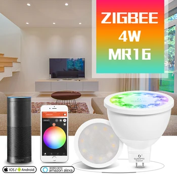

GLED0PTO ZIGBEE Mr16 led spotlight 4W RGB/CCT LED BULB DC12V work with smartthins zigbee hub echo plus smart phone control light