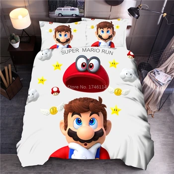 

3D Super Mario Bros Pikachu Cartoon Duvet Cover Set Twin Full Queen King Size Bedding Set for Boys Girls Bed Linens Bedclothes