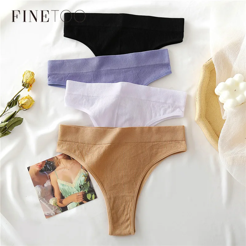 

FINETOO Women Thong Panties Sexy Underwear Low Waist G-String Female Underpants Girls Thongs Solid T-back Seamless Lingerie S-XL