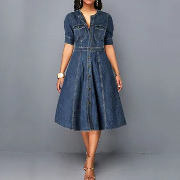 New Jeans Dresses Women 2020 Summer Short Sleeve A Line Midi Female Vintage Denim Dress Plus Size African Ladies Retro Vestidos
New Jeans Dresses Women 2020 Summer Short Sleeve A Line Midi Female Vintage Denim Dress Plus Size African Ladies Retro Vestidos