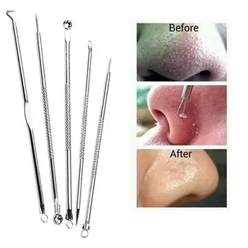 5 Pcs Women Professional Blackheads Remover Extractor Acne Comedone Facial Tool Clean with cotton & alcohol before and after use
5 Pcs Women Professional Blackheads Remover Extractor Acne Comedone Facial Tool Clean with cotton & alcohol before and after use