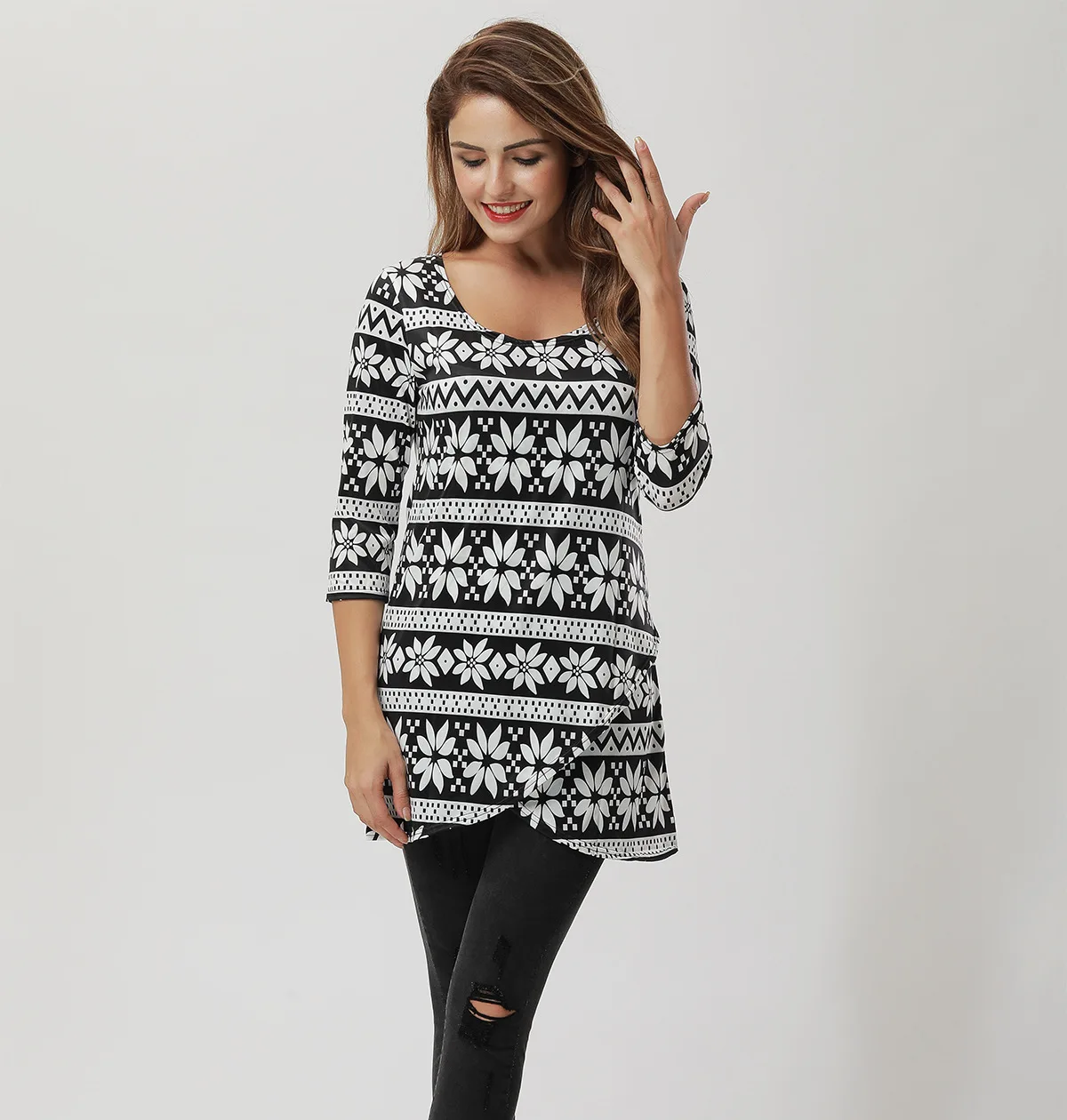 WOMEN'S Dress Hot Selling Spring Europe And America Flower Printed Three-quarter-length Sleeve Base Dress Short GIRL'S Dress 160
WOMEN'S Dress Hot Selling Spring Europe And America Flower Printed Three-quarter-length Sleeve Base Dress Short GIRL'S Dress 160