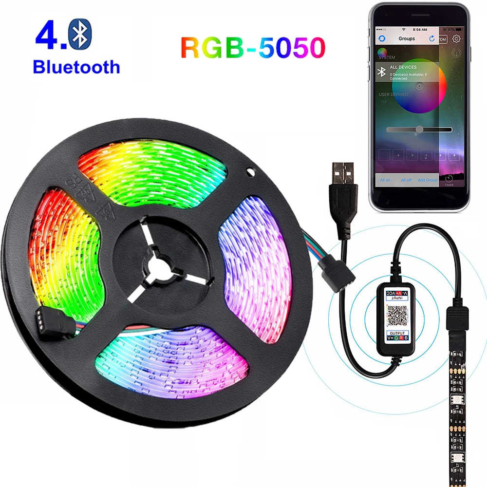 USB TV Backlight Bluetooth APP Controller LED Strip Light RGB Flexible Christmas Lights Bedroom Diode Tape Ribbon RGB Neon Light
USB TV Backlight Bluetooth APP Controller LED Strip Light RGB Flexible Christmas Lights Bedroom Diode Tape Ribbon RGB Neon Light
