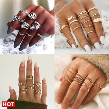 17KM Bohemian Gold Vintage Rings Star Moon Beads Crystal Ring Set Women Charm Joint Ring Party Wedding Fashion Jewelry Gifts
17KM Bohemian Gold Vintage Rings Star Moon Beads Crystal Ring Set Women Charm Joint Ring Party Wedding Fashion Jewelry Gifts