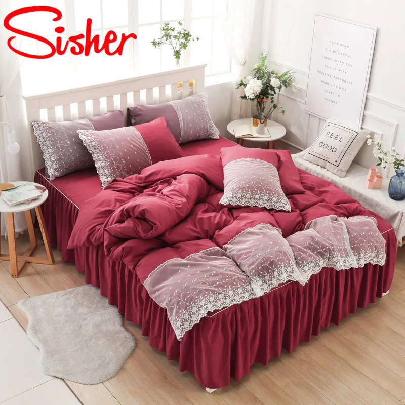 Floral Lace Duvet Cover Set Modern Princess Cute King Size Bedding Sets with Flat Bed Sheet Linen Queen Bedclothes Qulit Covers
Floral Lace Duvet Cover Set Modern Princess Cute King Size Bedding Sets with Flat Bed Sheet Linen Queen Bedclothes Qulit Covers