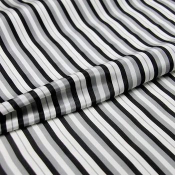 114CM Wide 16MM Black Gray Stripe Print Thin Silk Crepe De Chine Fabric for Summer Dress Blouse Skirt Shirt Pants F020
114CM Wide 16MM Black Gray Stripe Print Thin Silk Crepe De Chine Fabric for Summer Dress Blouse Skirt Shirt Pants F020