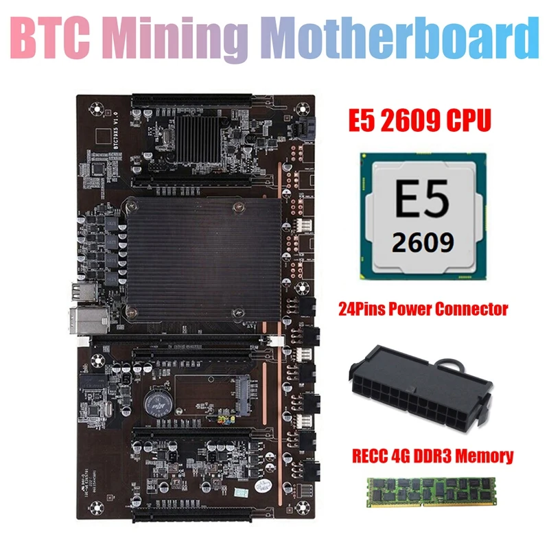 Материнская плата X79 для майнинга BTC с процессором E5 2609 + RECC 4G DDR3 ОЗУ 24-контактный