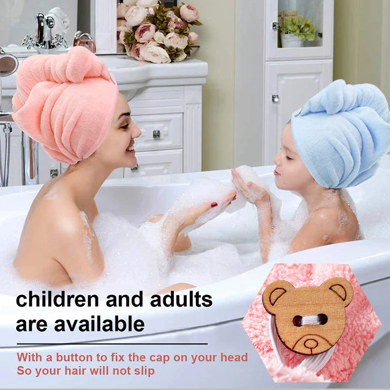 Быстросохнущая шапочка для волос девочек полотенец ванной однотонная из