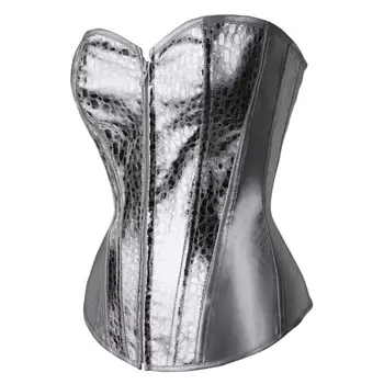 Women Gothic Shiny Silver Corset Faux Leather Zipper Lace-Up Overbust Bustier NEW
Women Gothic Shiny Silver Corset Faux Leather Zipper Lace-Up Overbust Bustier NEW
